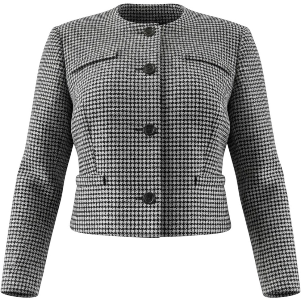 Pendleton Petite Houndstooth Wool Jacket Blazer Black White Size 14P Made in USA